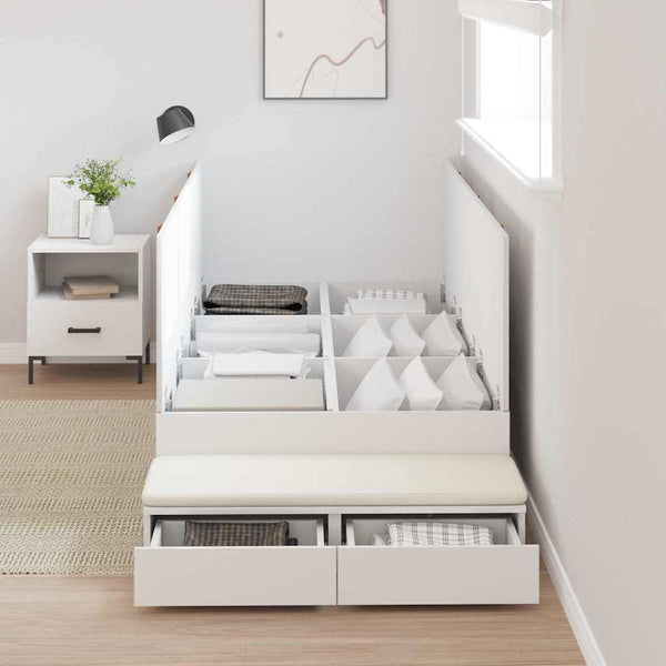 vidaXL Storage Bed Frame with Storage White 90 cm Engineered Wood