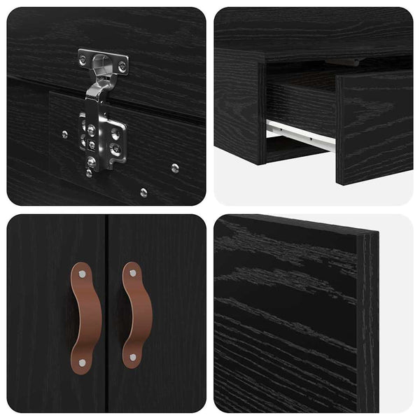 vidaXL Storage Bed Frame Black Oak Look 100 cm
