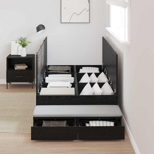vidaXL Storage Bed Frame Black Oak Look 100 cm