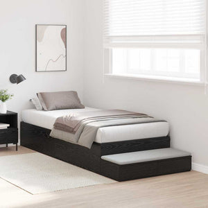 vidaXL Storage Bed Frame Black Oak Look 100 cm