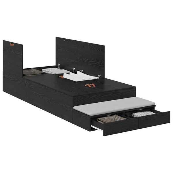 vidaXL Storage Bed Frame Black Oak Look 100 cm