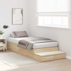 vidaXL Storage Bed Frame Sonoma Oak 100 cm Engineered Wood