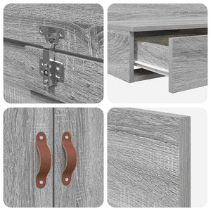vidaXL Storage Bed Frame Sonoma Grey 100 cm Engineered Wood