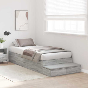 vidaXL Storage Bed Frame Sonoma Grey 100 cm Engineered Wood