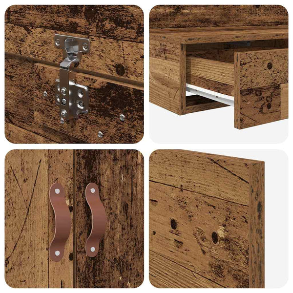 vidaXL Storage Bed Frame Reclaimed Wood 100 cm Engineered Wood