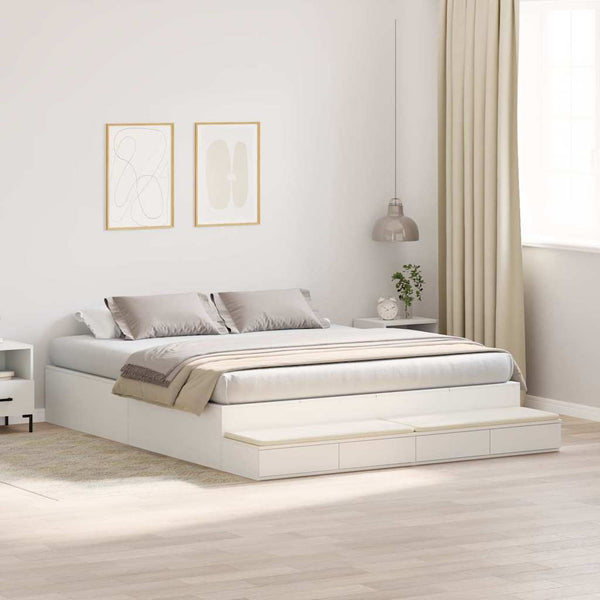 vidaXL Storage Bed Frame with Storage White 200 cm Engineered Wood