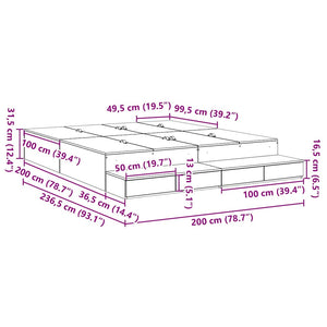 vidaXL Storage Bed Frame with Storage White 200 cm Engineered Wood