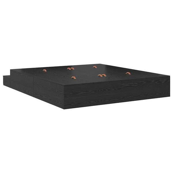 vidaXL Storage Bed Frame Black Oak-Look 200 cm