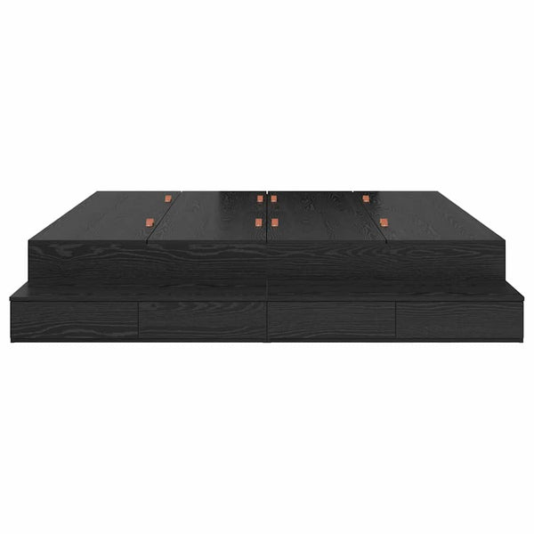 vidaXL Storage Bed Frame Black Oak-Look 200 cm