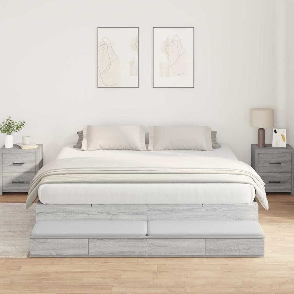 vidaXL Storage Bed Frame Sonoma Grey 200 cm Engineered Wood