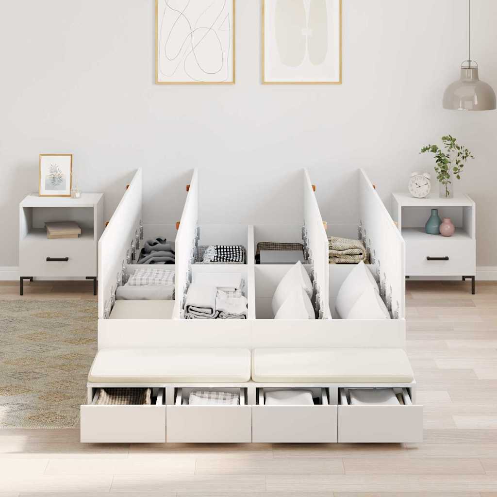 vidaXL Storage Bed Frame with Storage White 120 cm Engineered Wood