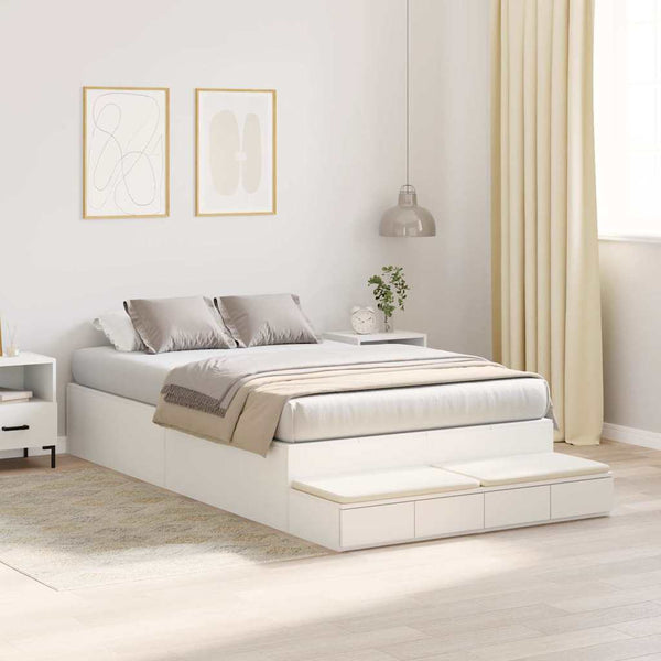 vidaXL Storage Bed Frame with Storage White 120 cm Engineered Wood