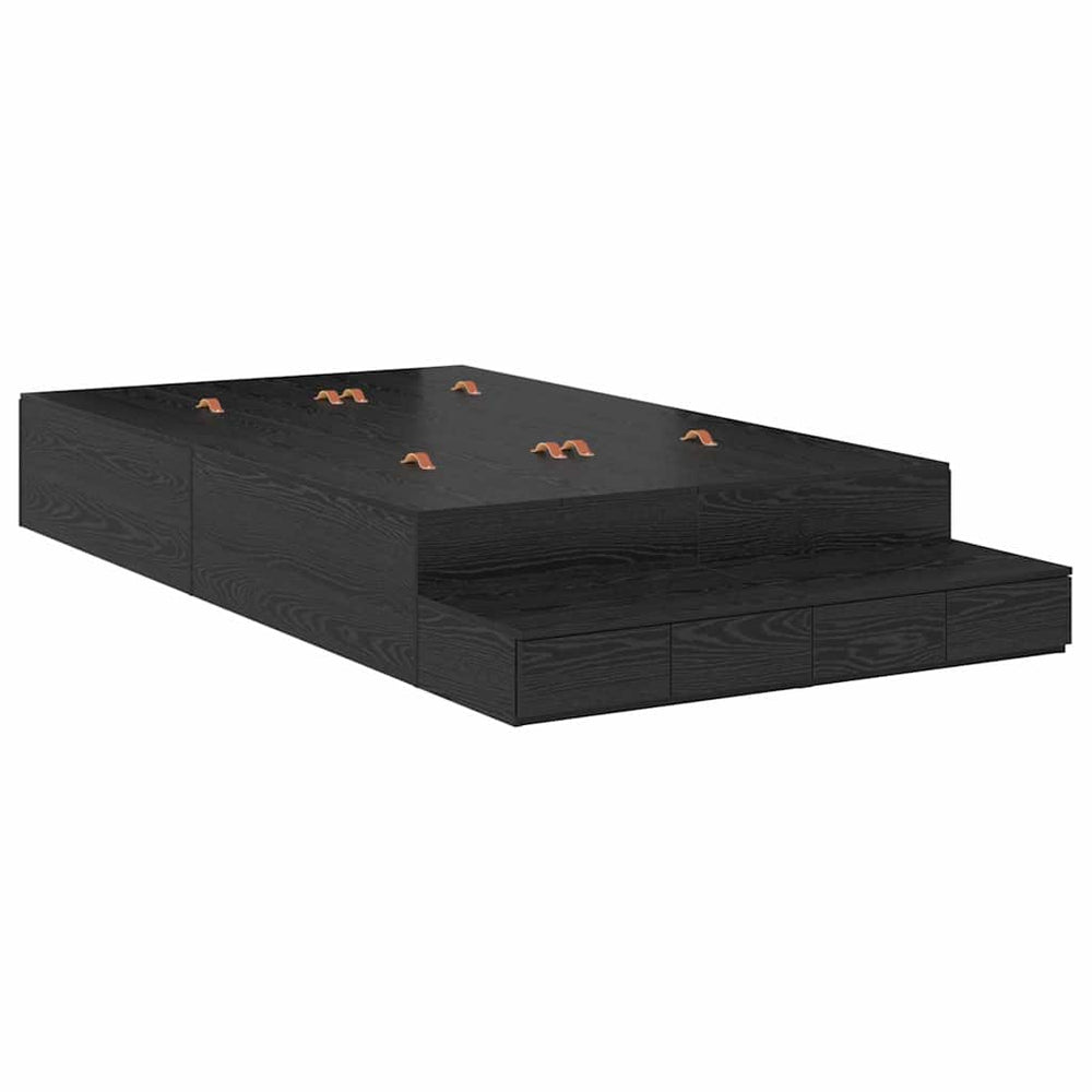 vidaXL Storage Bed Frame Black Oak-Look 120 cm