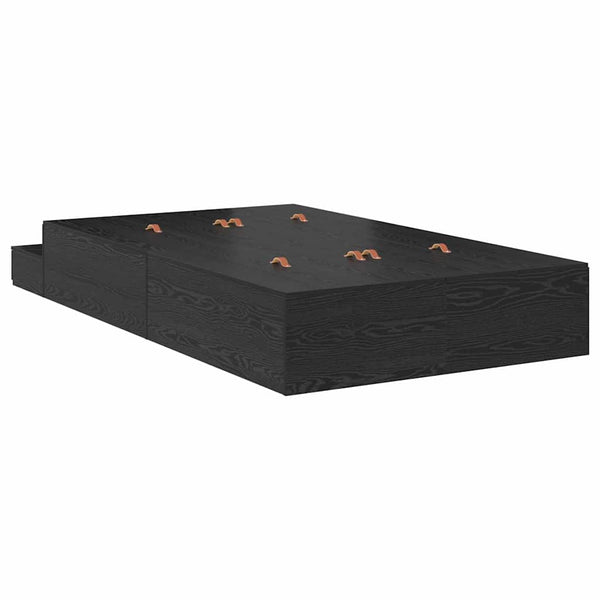 vidaXL Storage Bed Frame Black Oak-Look 120 cm
