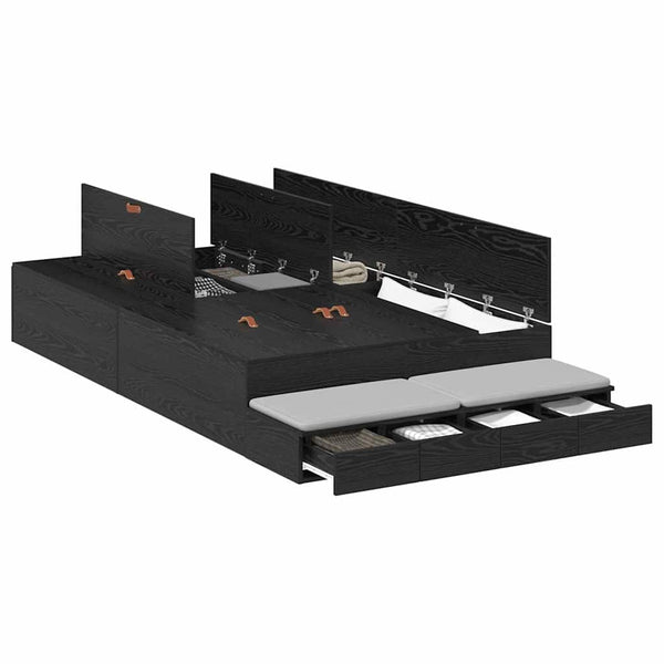 vidaXL Storage Bed Frame Black Oak-Look 120 cm