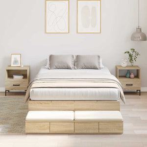vidaXL Storage Bed Frame Sonoma Oak 120 cm Engineered Wood
