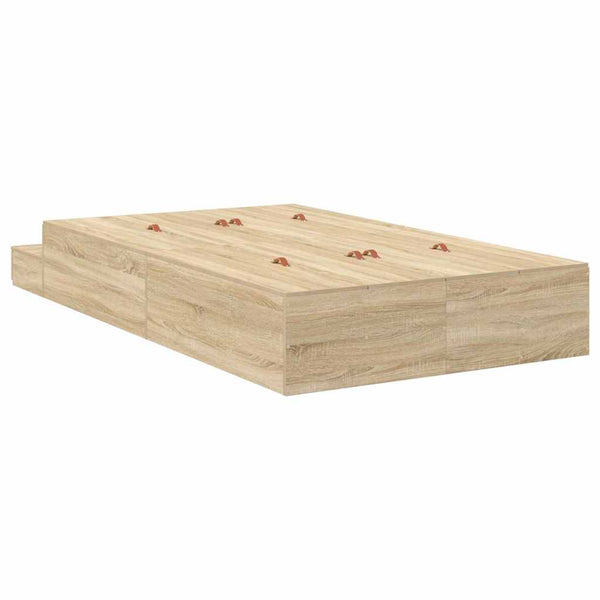vidaXL Storage Bed Frame Sonoma Oak 120 cm Engineered Wood