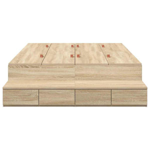 vidaXL Storage Bed Frame Sonoma Oak 120 cm Engineered Wood