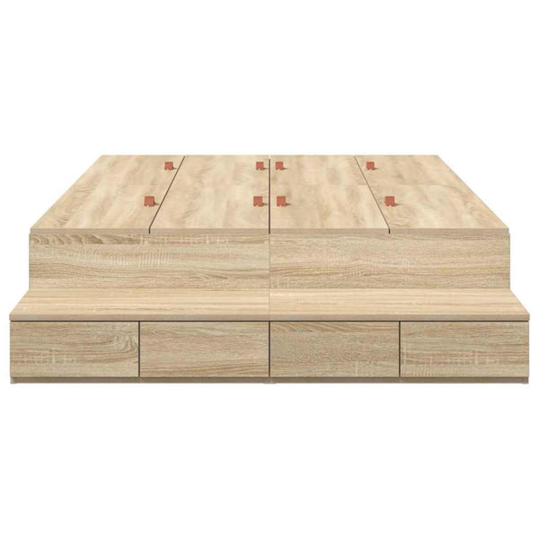vidaXL Storage Bed Frame Sonoma Oak 120 cm Engineered Wood