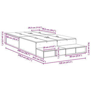 vidaXL Storage Bed Frame Sonoma Oak 120 cm Engineered Wood