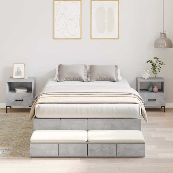 vidaXL Storage Bed Frame Concrete Grey 120 cm Engineered Wood