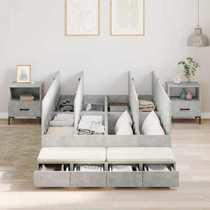vidaXL Storage Bed Frame Concrete Grey 120 cm Engineered Wood