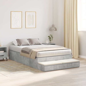 vidaXL Storage Bed Frame Concrete Grey 120 cm Engineered Wood