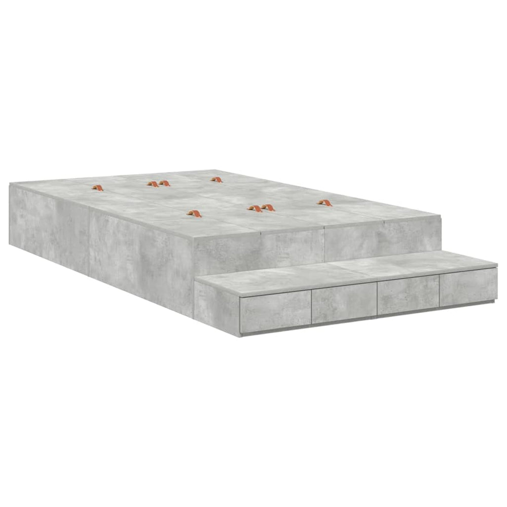 vidaXL Storage Bed Frame Concrete Grey 120 cm Engineered Wood
