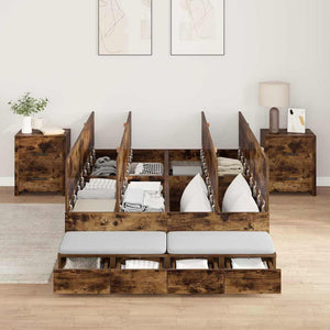 vidaXL Storage Bed Frame Smoked Oak 120 cm Engineered Wood