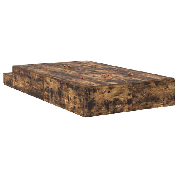 vidaXL Storage Bed Frame Smoked Oak 120 cm Engineered Wood