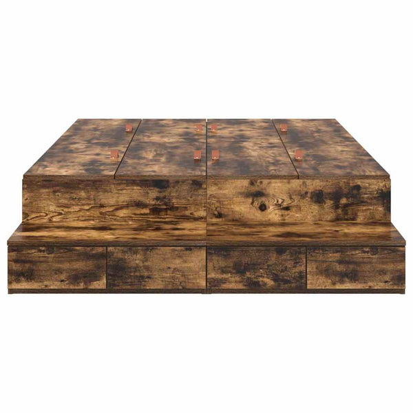 vidaXL Storage Bed Frame Smoked Oak 120 cm Engineered Wood