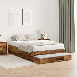vidaXL Storage Bed Frame Reclaimed Wood 120 cm Engineered Wood