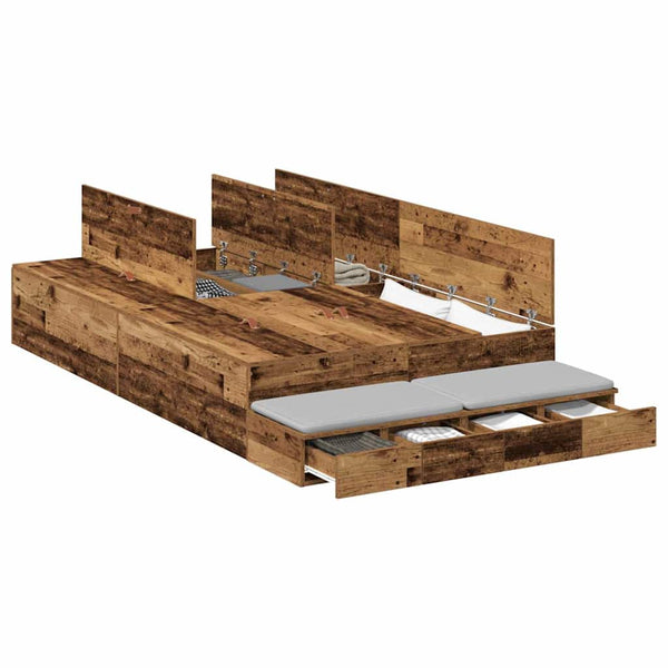 vidaXL Storage Bed Frame Reclaimed Wood 120 cm Engineered Wood