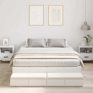 vidaXL Storage Bed Frame with Storage White 140 cm Engineered Wood