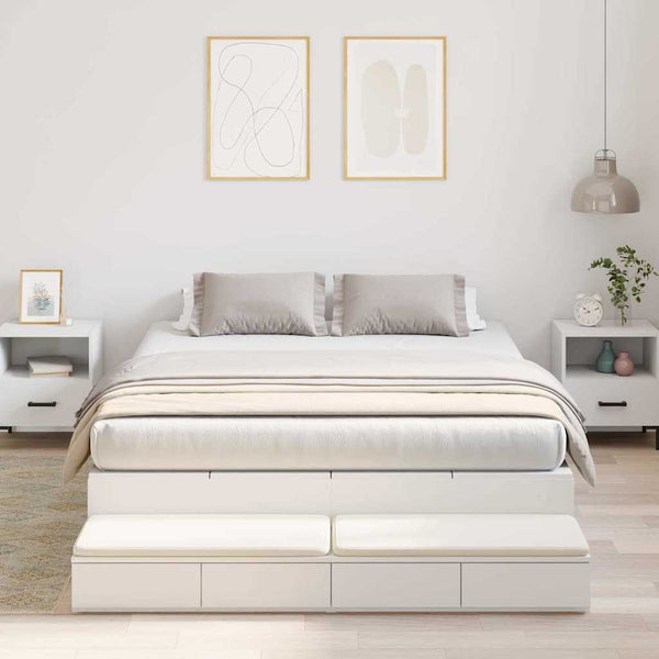 vidaXL Storage Bed Frame with Storage White 140 cm Engineered Wood