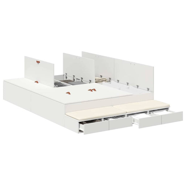 vidaXL Storage Bed Frame with Storage White 140 cm Engineered Wood