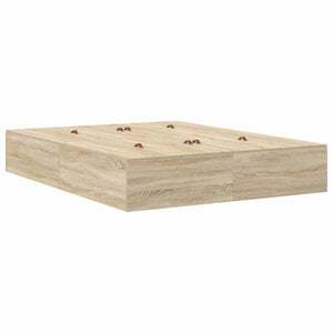 vidaXL Storage Bed Frame Sonoma Oak 140 cm Engineered Wood