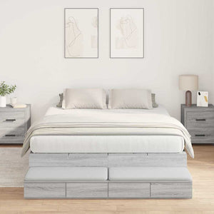 vidaXL Storage Bed Frame Sonoma Grey 140 cm Engineered Wood