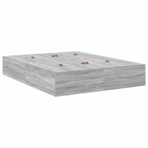 vidaXL Storage Bed Frame Sonoma Grey 140 cm Engineered Wood