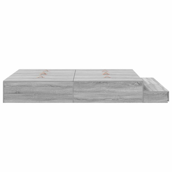 vidaXL Storage Bed Frame Sonoma Grey 140 cm Engineered Wood
