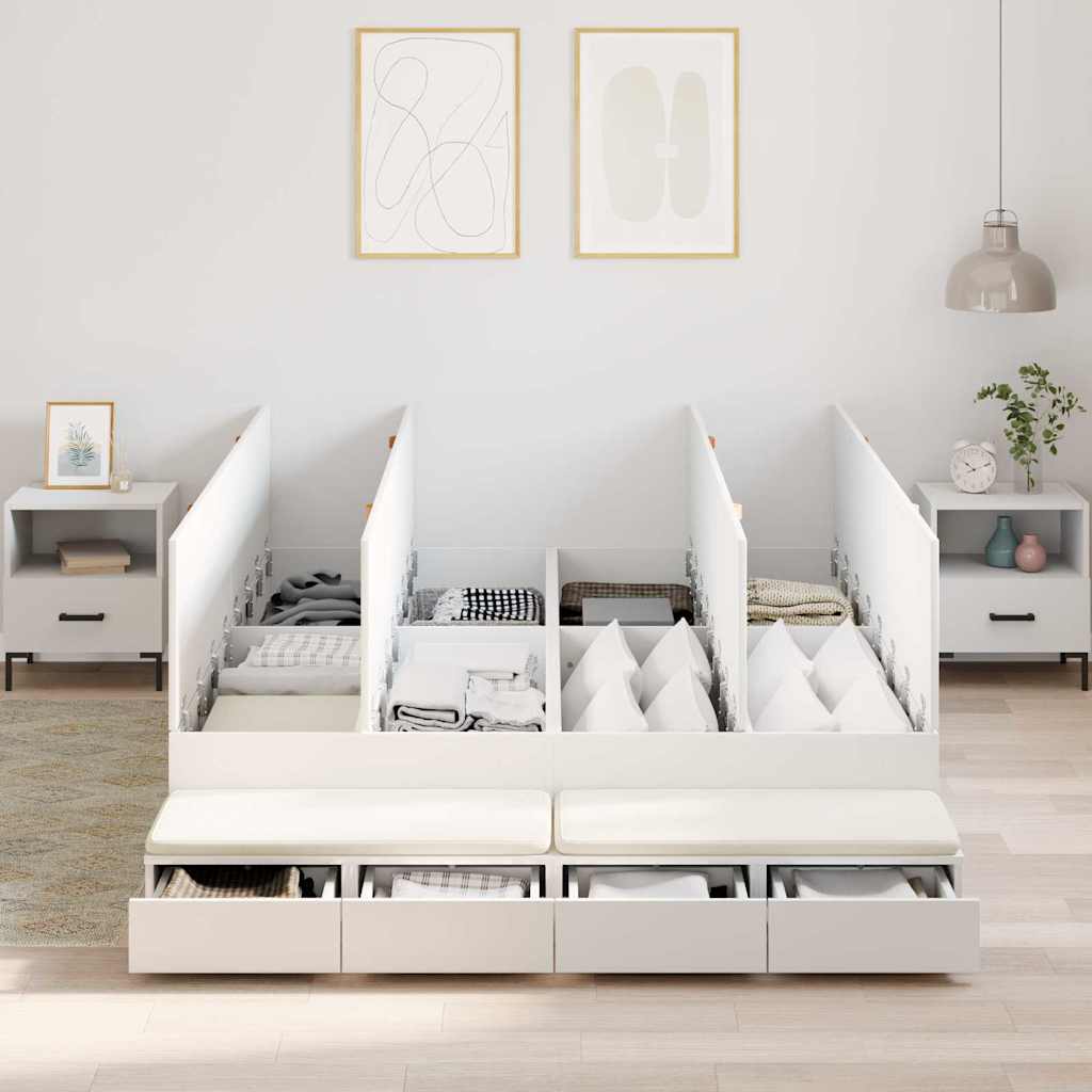 vidaXL Storage Bed Frame with Storage White 150 cm Engineered Wood