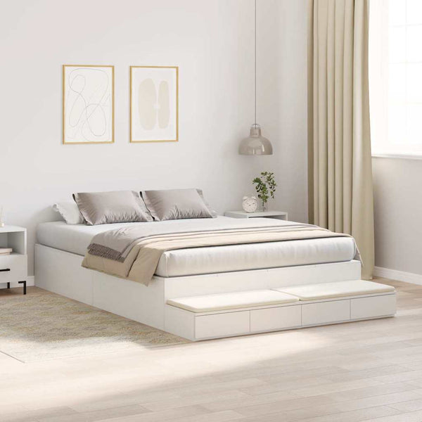 vidaXL Storage Bed Frame with Storage White 150 cm Engineered Wood