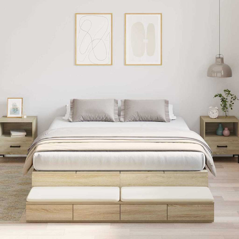 vidaXL Storage Bed Frame Sonoma Oak 150 cm Engineered Wood