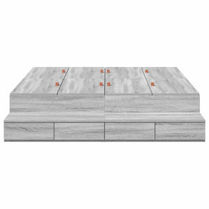 vidaXL Storage Bed Frame Sonoma Grey 150 cm Engineered Wood