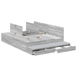vidaXL Storage Bed Frame Sonoma Grey 150 cm Engineered Wood
