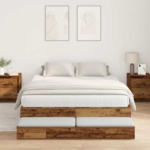 vidaXL Storage Bed Frame Reclaimed Wood 150 cm Engineered Wood