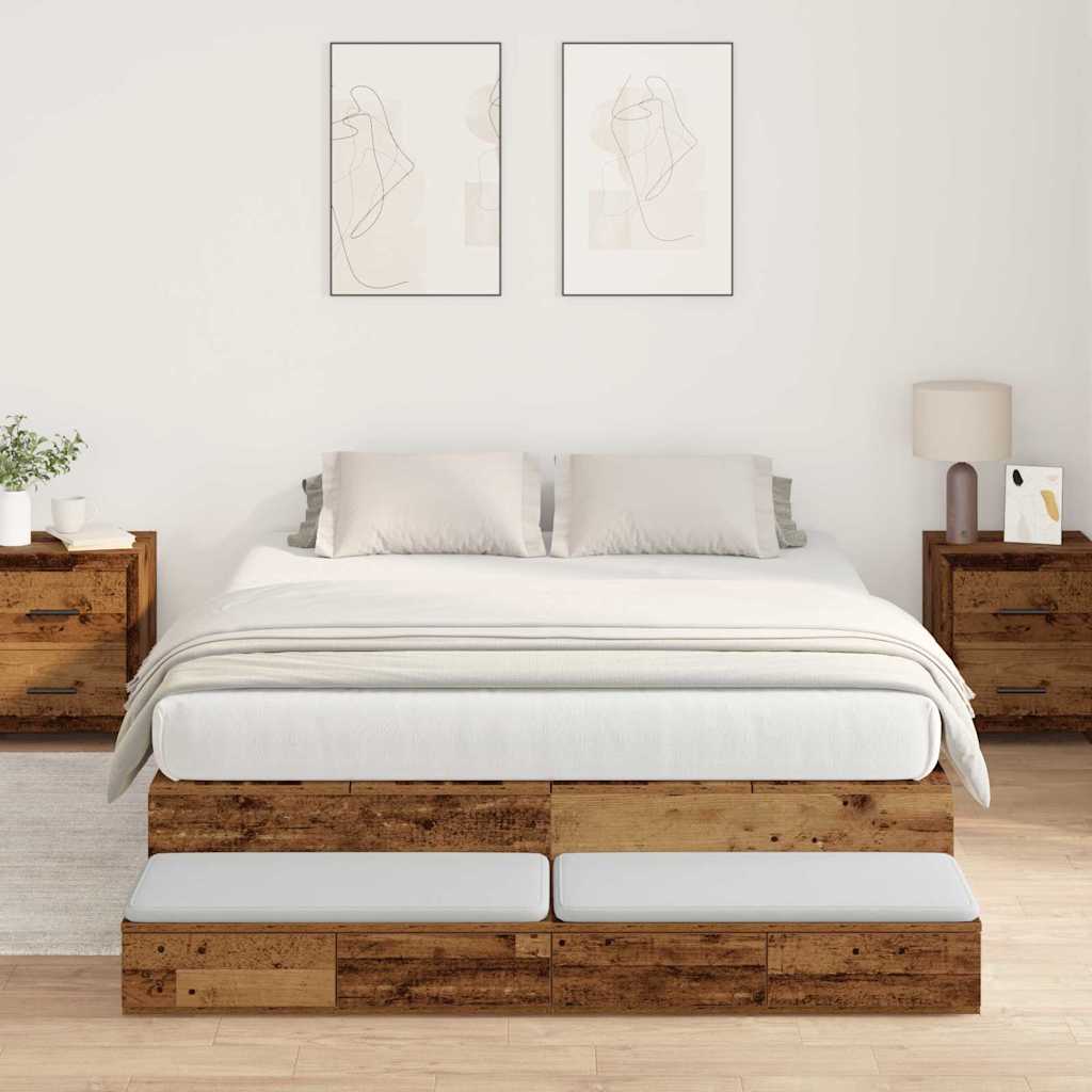 vidaXL Storage Bed Frame Reclaimed Wood 150 cm Engineered Wood