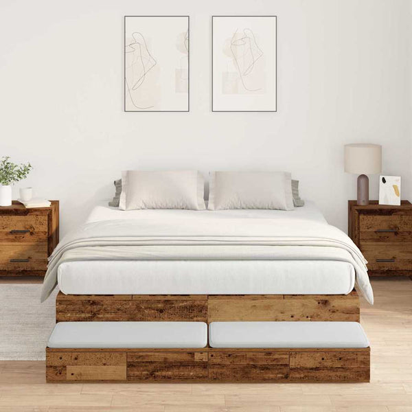 vidaXL Storage Bed Frame Reclaimed Wood 150 cm Engineered Wood