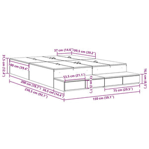 vidaXL Storage Bed Frame Artisan Oak 150 cm Engineered Wood