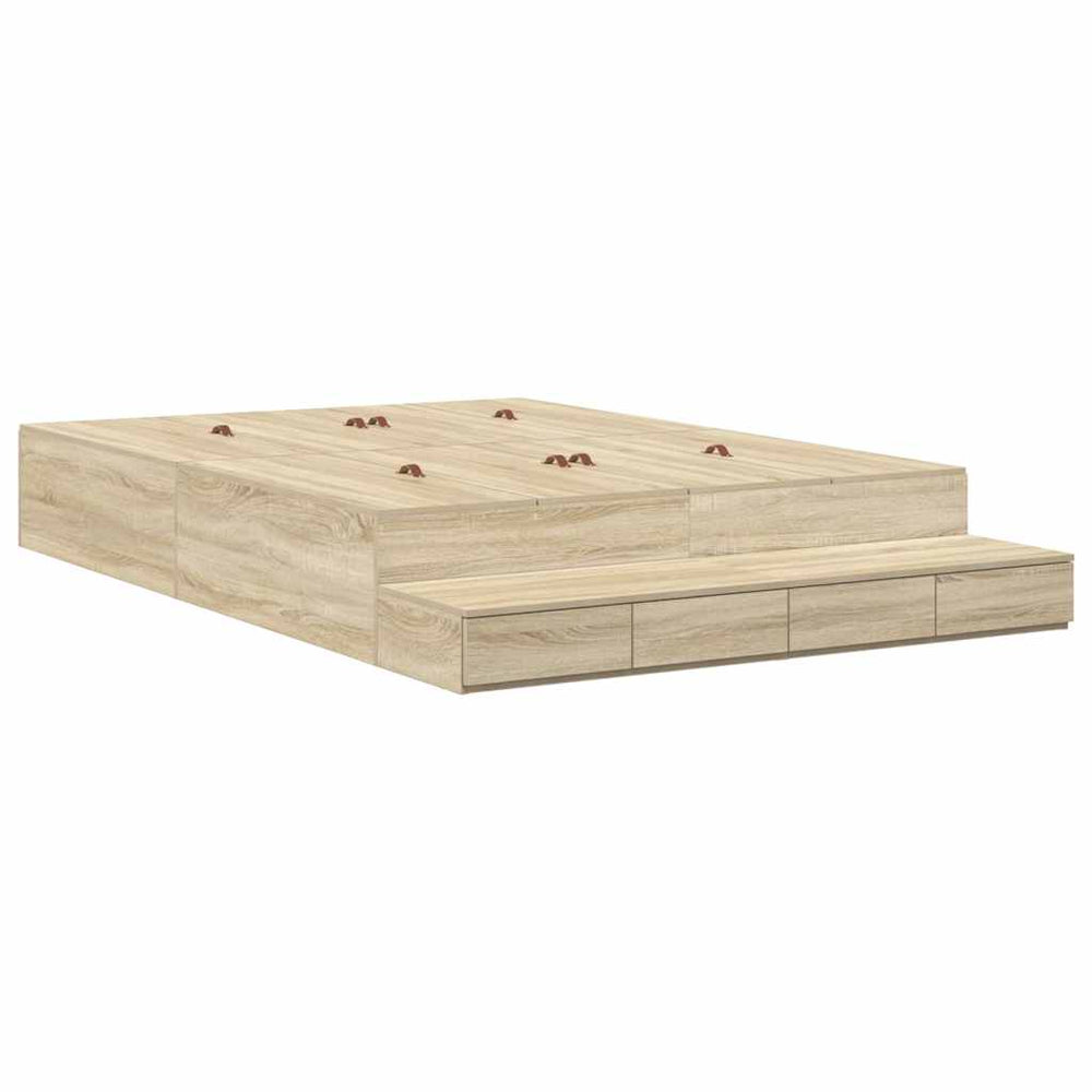 vidaXL Storage Bed Frame Sonoma Oak 160 cm Engineered Wood